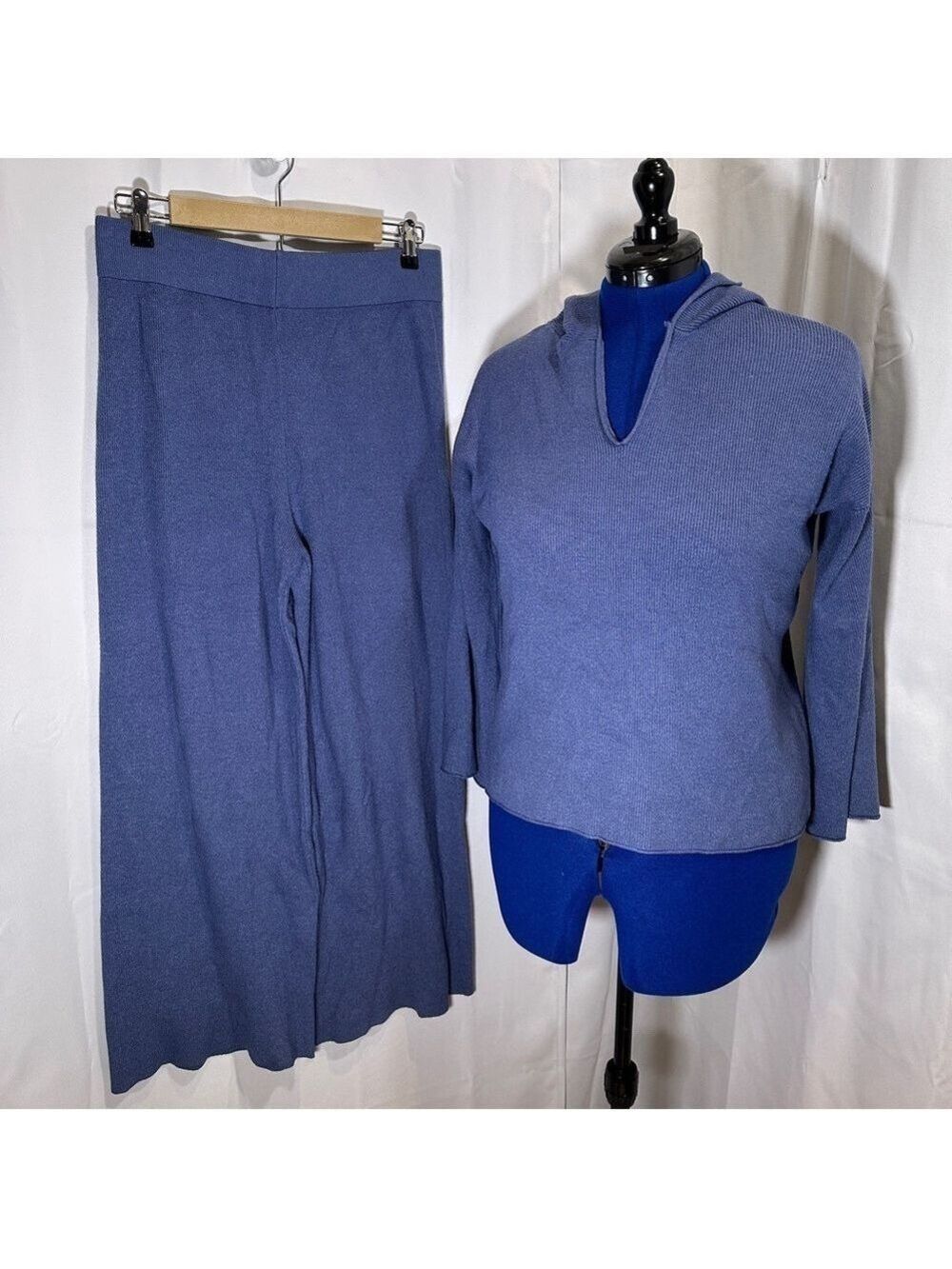 Sioni Blue Wide Leg Pants & Hoodie Loungewear Set